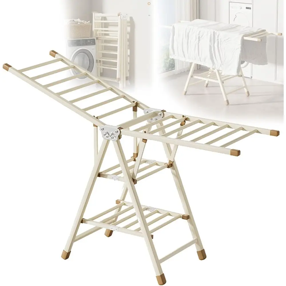 

3-Tier Stainless Steel Balcony Drying Rack, 150cm White, for Quilts and Household Use