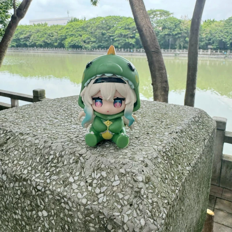 Firefly Shark Suit Sitting Cat Ear Chibi Figure Cute Q Version GK Statue Anime Collectible Model Desktop Decor Gift Collectable