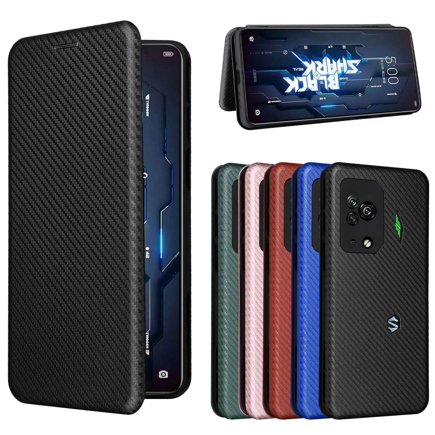 For XIAOMI Blackshark 5 4 Pro Carbon Fiber Leather Case Flip Wallet BOOK Shockproof Full Cover Black shark 4 3 5 Pro Cases Bags