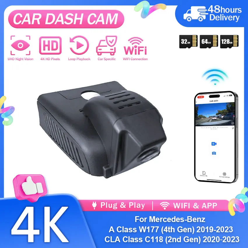 4k Car Dvr Plug and Play Dash Cam For Mercedes-Benz A Class W177 (4th Gen) 2019-2023 / CLA Class C118 (2nd Gen) 2020-2023