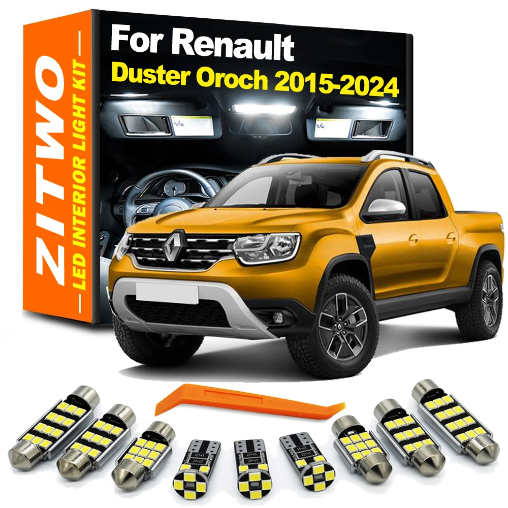 ZITWO-Kit de luz LED para Interior de coche, placa de lectura para Renault Duster Oroch 2015, 2016, 2017, 2018, 2019, 2020, 2021, 2022, 2023, 2024, 9 piezas