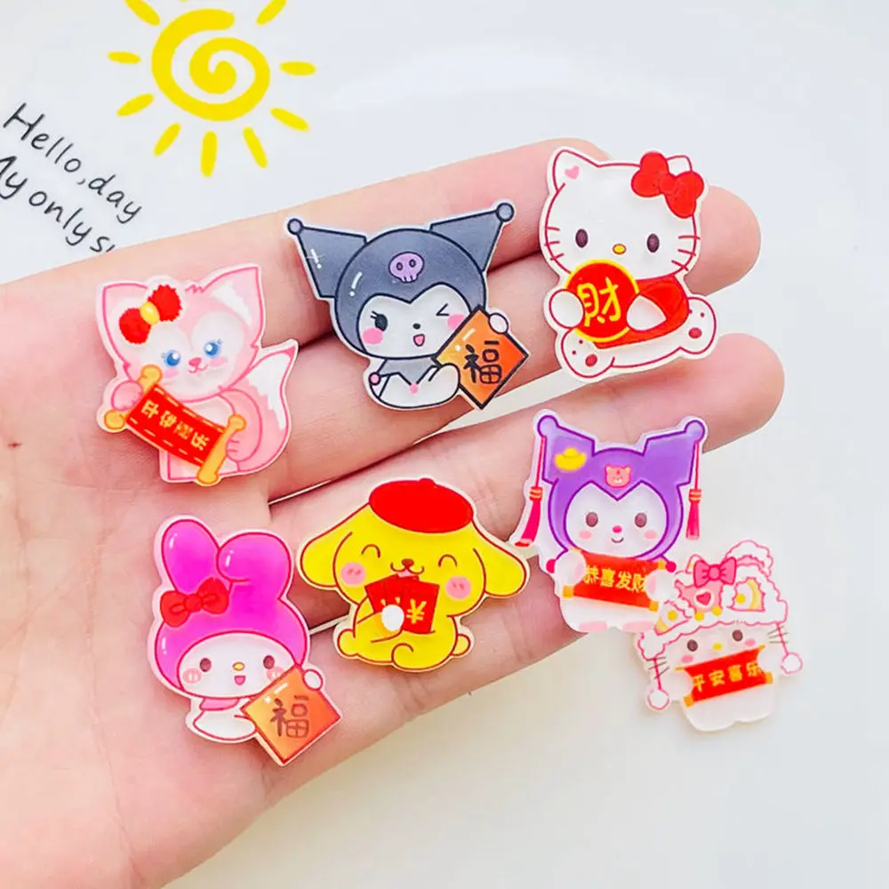 10Pcs New Acrylic Kawaii Cute Cartoon the god of wealth Anima Sticker  Series Clip Book DIY Fashion Hairpin Decoration Crafts