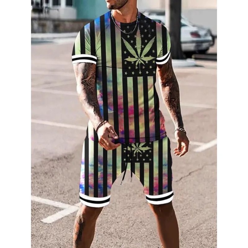 2024 New Summer Casual Fashion Men's T-shirt Shorts Set Tiger Pattern 3d Printed Men's Clothing Short Sleeves And Shorts Suit