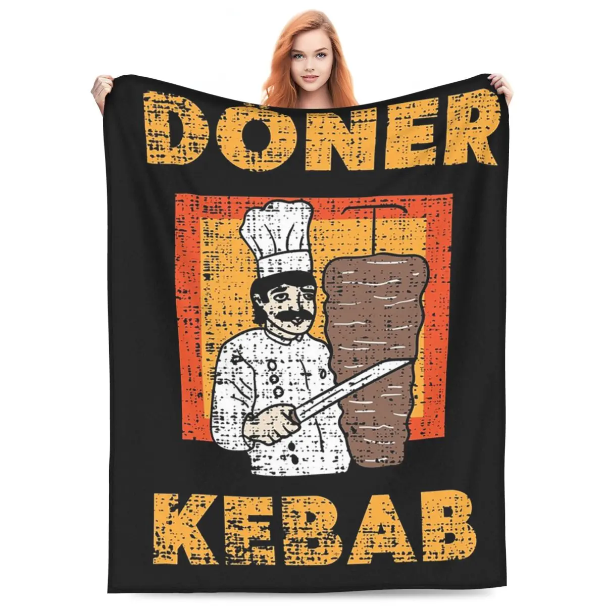Funny Doner Kebab Cartoon Blanket Fleece Sofa Throw Blanket Portable for Couch Bedding Outdoor Throws Bedspread Quilt