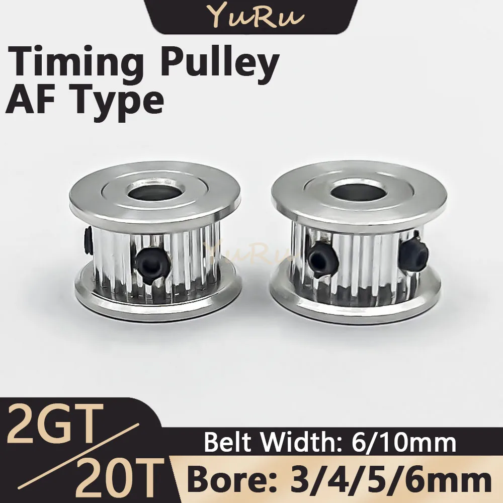 2GT2M 20Teeth Timing Pulley Bore 3 4 5 6mm GT2 20T Belt Width 6 10mm AF Type Tensioning Wheel Idler Synchronous 3D Printer Parts