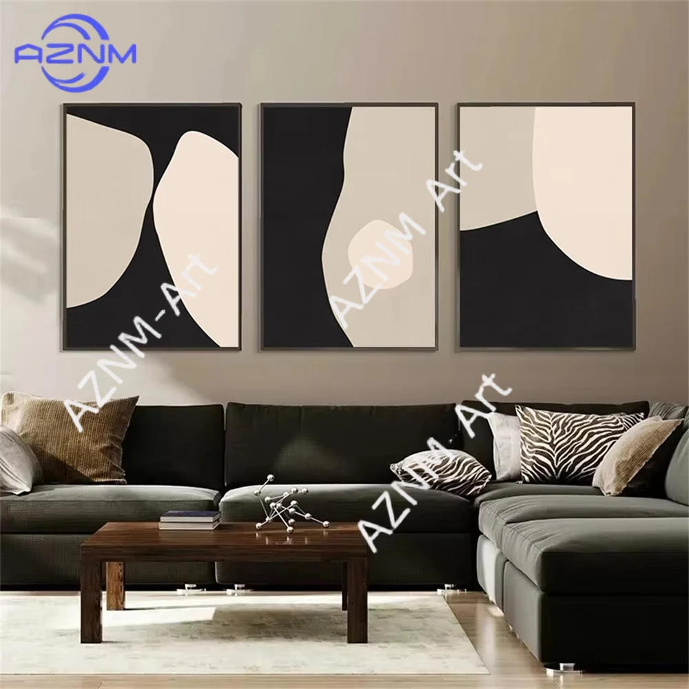 1/3pcs Minimalist Abstract Poster Black Beige Geometric Canvas Painting Neutral Art Prints Modern Wall Pictures Room Home Decor