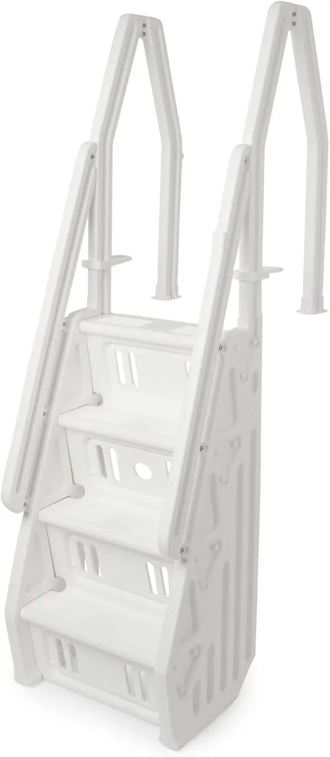 

Works 24 Inch in Pool Step Ladder, Adjustable Stair Entry System with Handrails and Non-Slip Surface for Above Ground Swimming P