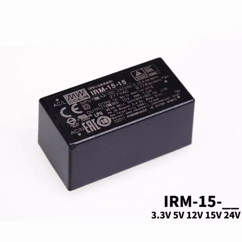 IRM-15 Series MEAN WELL PCB Style 11W~15W Encapsulated AC-DC Module Type Power Supply 3.3V 5V 12V 15V 24V MEAN WELL PCB Style
