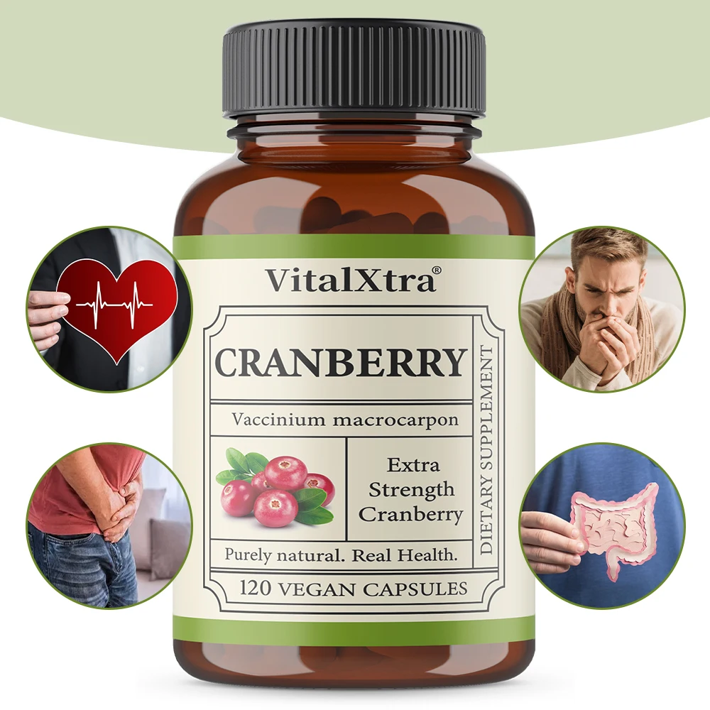Cranberry Supplements, Enhance Immunity, Antioxidant, Benefit Urinary Tract Health, and Promote Kidney Health, 120 Capsules