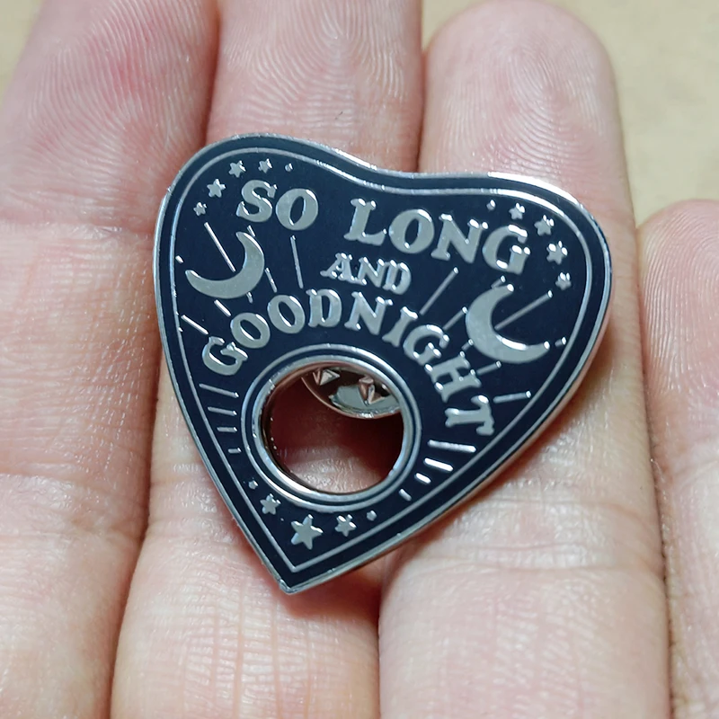 Anime-related clothing decoration pins, black magic witch OUIJA enamel badges, heart denim jacket brooches