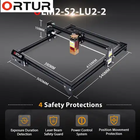 ORTUR Laser Master 2 S2 LU2-2, 24V Laser Engraver Machine, 0.06mm Fixed-Focus Eye Protection Compressed Spot, 32-bit Motherboard