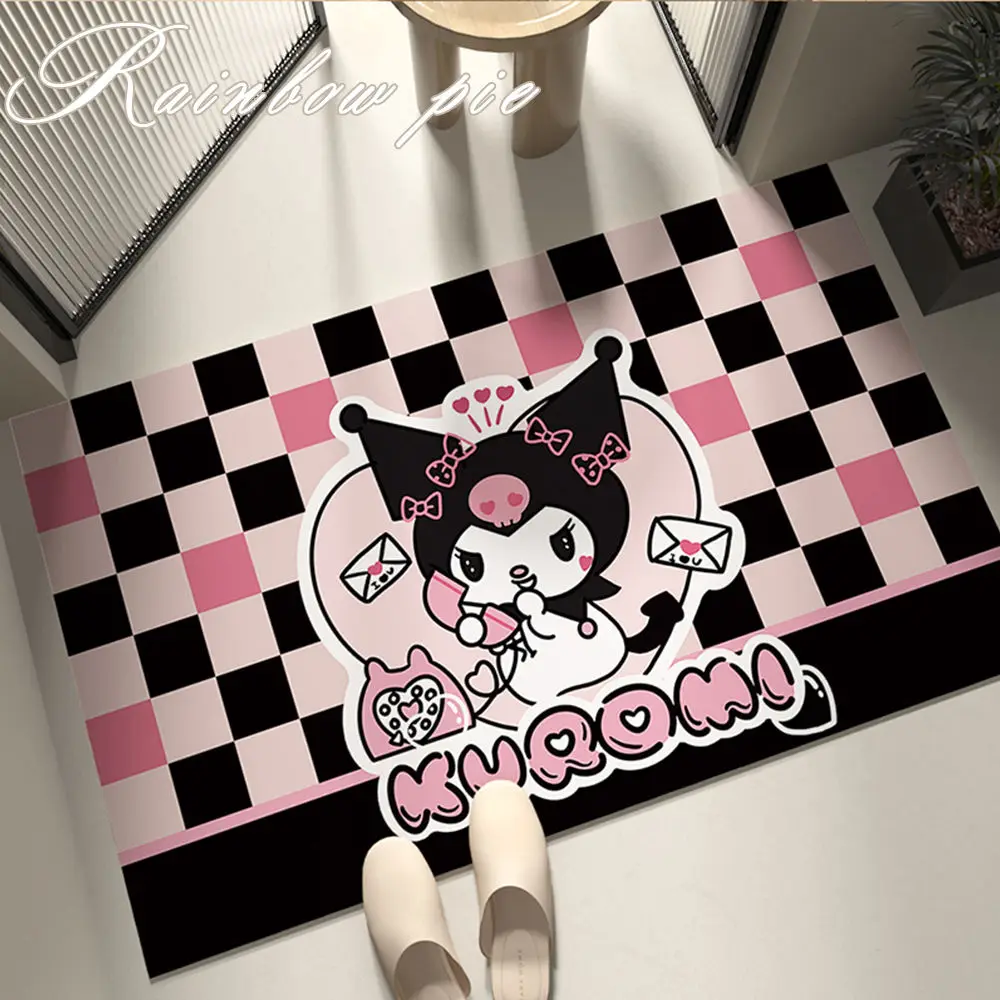 

Sanrio Kuromi мультяшный коврик, напольный коврик для ванной комнаты, мягкий грязевой напольный коврик с диатомом, входная дверь, нескользящий коврик для ног, коврик для туалета, подарок