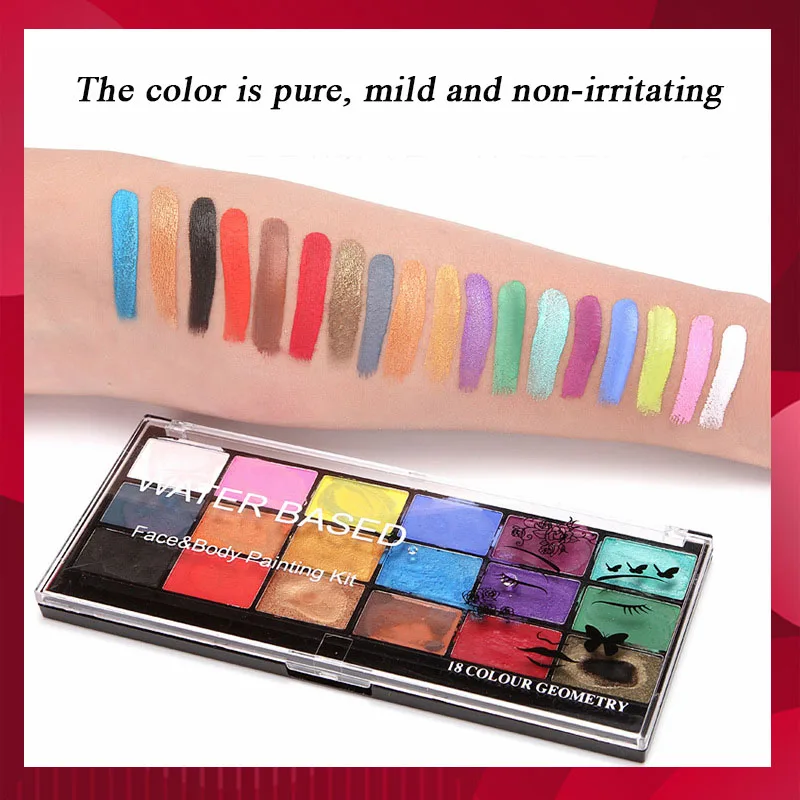 18-color Water-soluble Body Paint Safe And  Non-toxic And Colorful DIY Water-based Face Paint Halloween Face Color Pigment