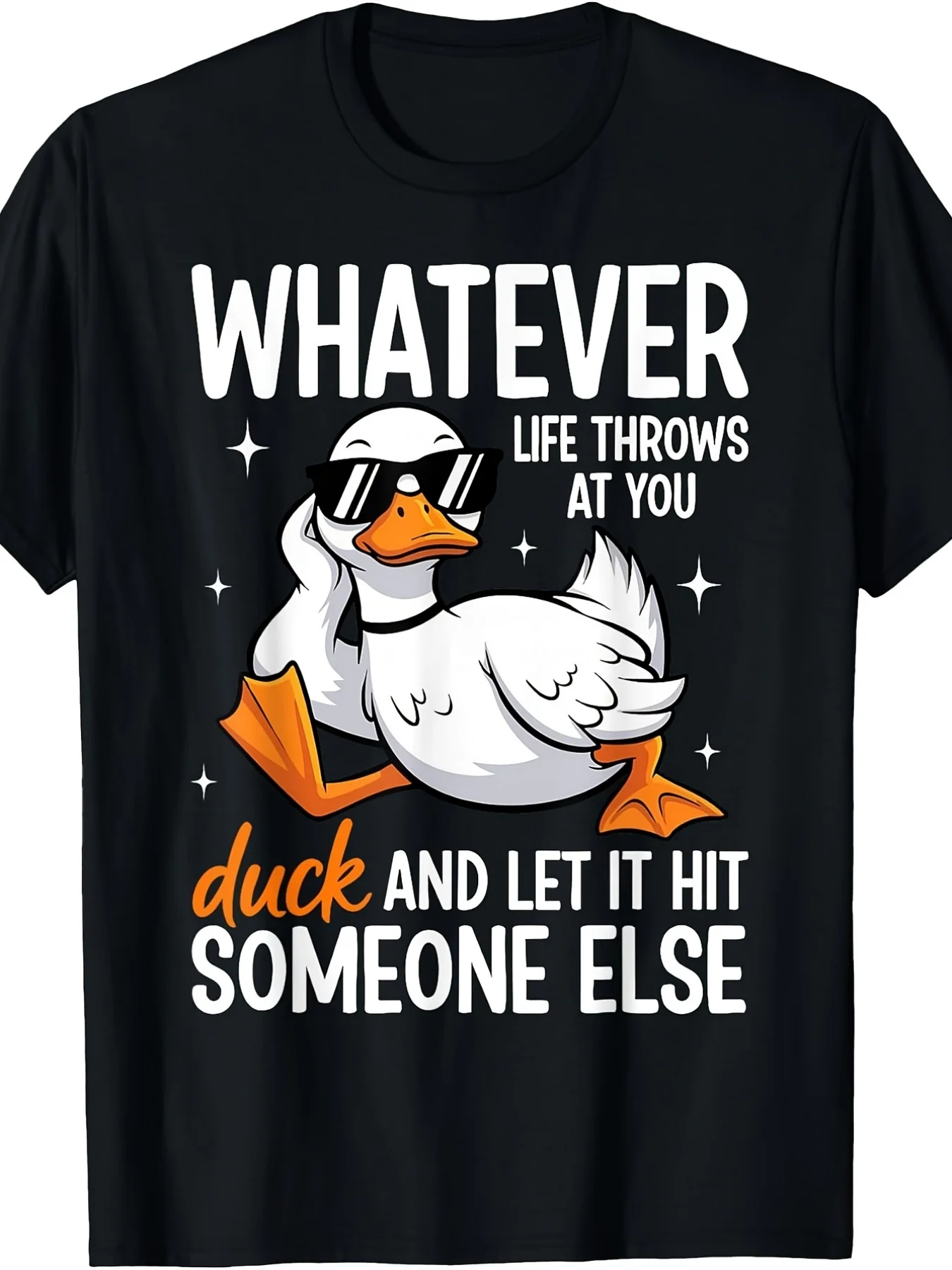Vintage Duck Pattern T-Shirt: Let the Challenges of Life Be Someone Else's Problem - Humorous Duck Slogan Crew Neck Casual Shirt, Suitable for Any Season, Machine Washable, Perfect for Parties, Beach, Sports, and Outdoor Activities - Year-Round Casual Wear