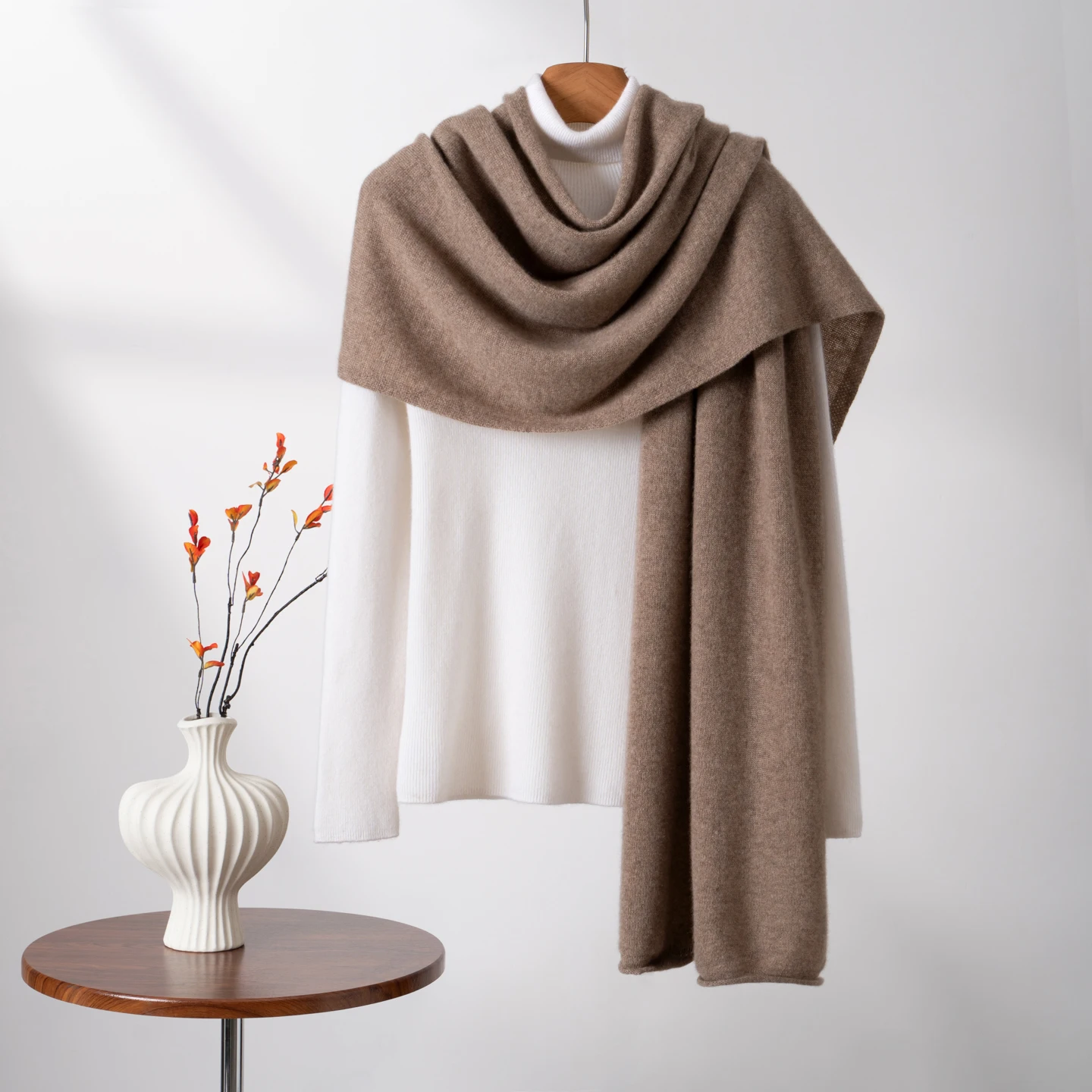 

KOIJINSKY New 100% Cashmere 180*60 Women's Knitted Scarf Autumn Soft Solid Scarf Winter Warm Solid Men's Scarf