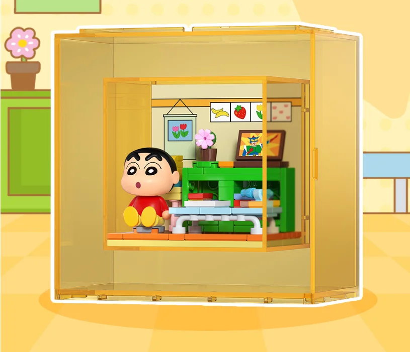AREAX Crayon Shin-chan Überraschungs-Blindbox DIY Montage-Bausteine Desktop-Dekoration Puzzle-Spielzeug Geburtstagsgeschenk