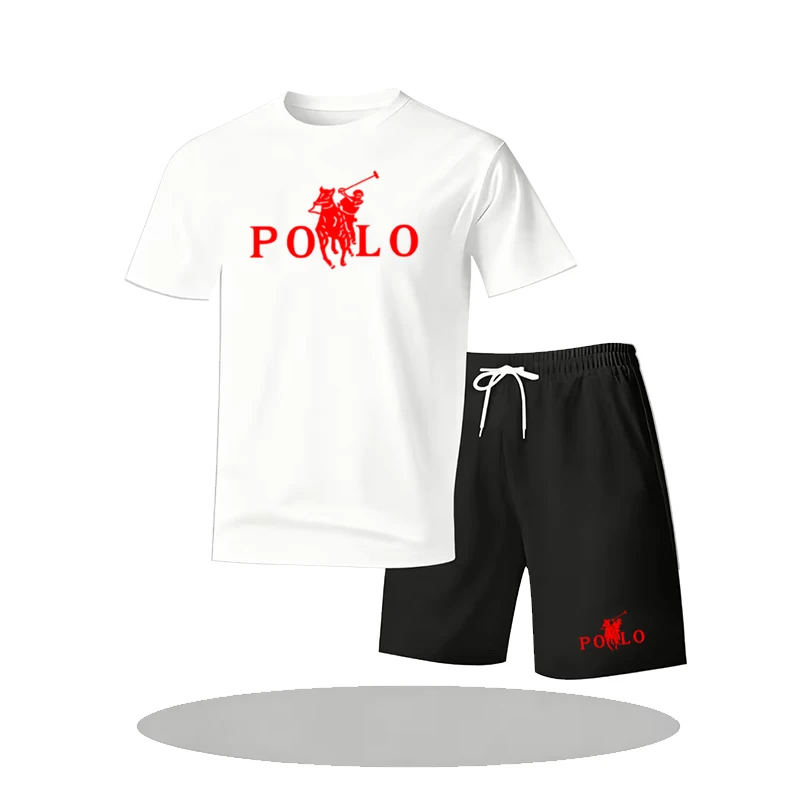 

"2026 Men's Breathable sports pattern Printed T-shirt Casual Fashion short-sleeved T-shirt Summer streetwear top Two-piece set.
