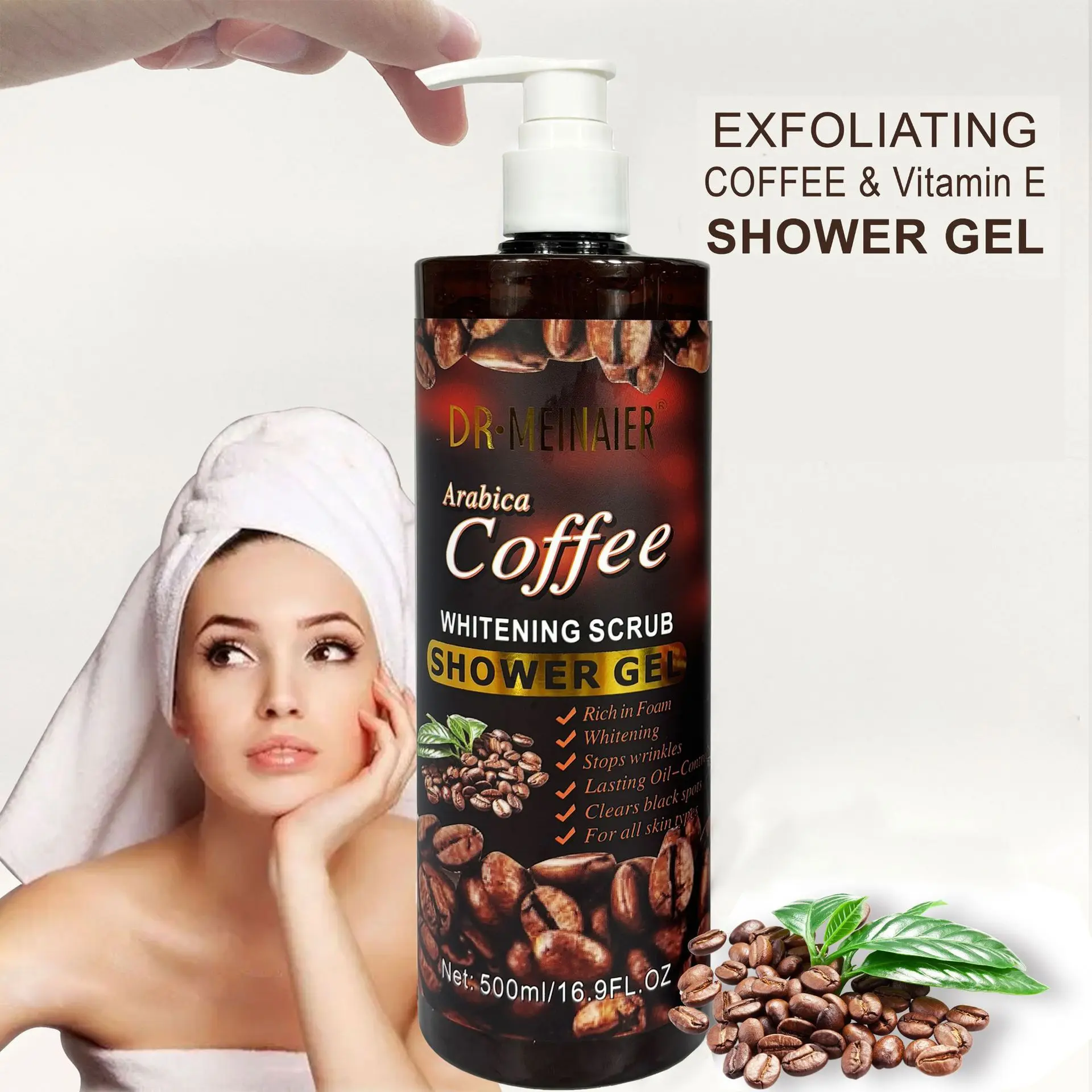 500ml-コーヒー角質除去シャワージェル-ディープクレンジング-美白-ボディスクラブジェル-オイルコントロール-保湿-スムーススキン-ボディウォッシュ