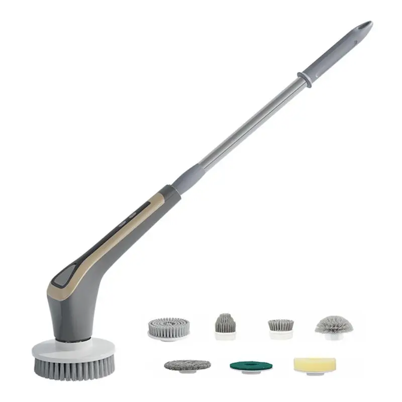 

ABXF-Electric Spin Scrubber Shower Scrubber Ipx7 With 7 Replaceable Brush Heads And Adjustable Removable Extension Handle B