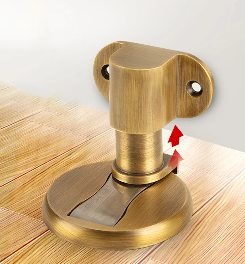 Geborsteld messing veiligheid magnetische deurstopper muurbeschermer vloermontage onzichtbare deurstop