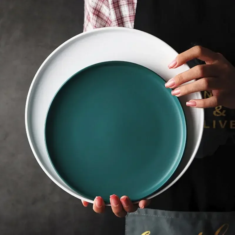 6/8/10 Inch Porcelain Dinner Plates Round Serving Plate Pizza Pasta Serving Plates Matte Glaze Dessert Dishes For Dinnerware