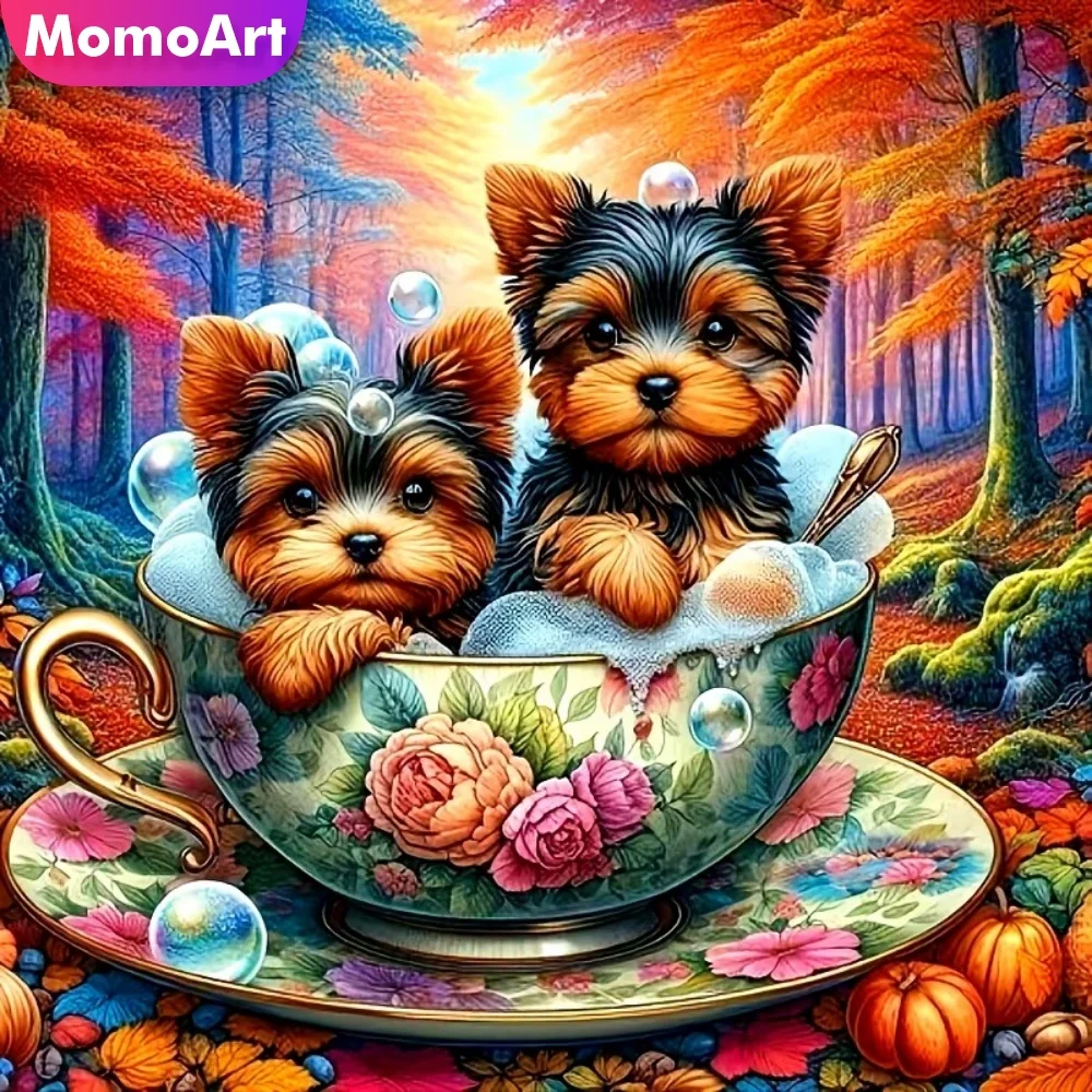 Momoart Neuerscheinung Diamant-Stickerei Hunde-Motiv Kreuzstich-Set Diamant-Mosaik DIY Wohnzimmer-Kunsthandwerk
