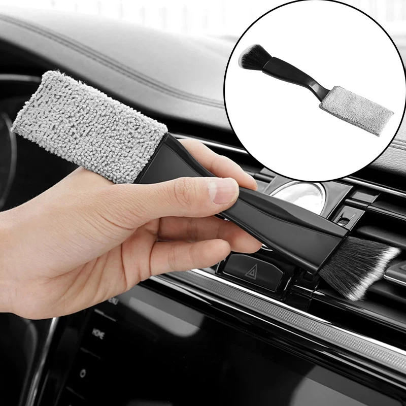 

Car Detailing Brush Plastic Double Head Brushes Car Air-conditioner Outlet Dirt Duster Cleaner Brush Car Interior Cleaning Tools