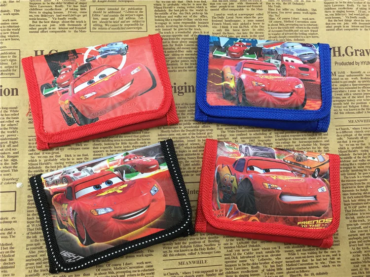 Disney Cars Kids Three Folded Short Wallet Cartoon Coin Purse Princess Mickey Minnie Cartoon Cute Money Clips Id Card Holder