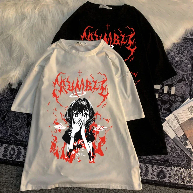 

Women T Shirts Harajuku Gothic Punk Cartoon Loose Casual Short Sleeve Tee Shirt O-Neck Summer Ulzzang Hip Hop Streetwear Clothes