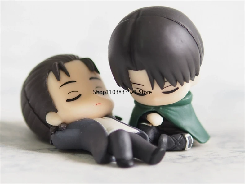 BANDAI Original Attack on Titan Gashapon NemuraseTai Sleep Series Levi Ackerman Eren Kruger Anime Action Figures Model