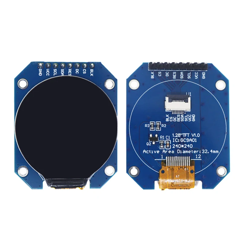 Módulo de pantalla TFT LCD de 1,28 pulgadas, controlador RGB redondo de 240x240, GC9A01, interfaz SPI de 4 cables, PCB de 240x240 para Arduino