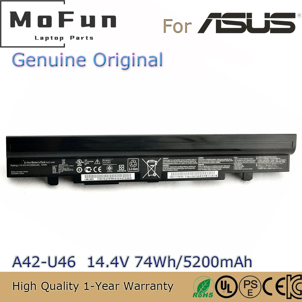 

Brand New Original A42-U46 14.4V 74Wh Laptop Battery for Asus U36JC-RX109V U46SV Series U46SD Series U46JC Series