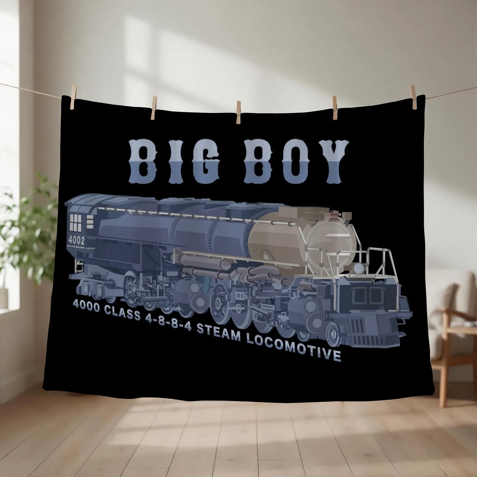 Big Boy Steam Train 4000 Class Locomotive Color Diagram Gift Throw Blanket couch cozy soft plush fuzzy picnic outdoor blanket