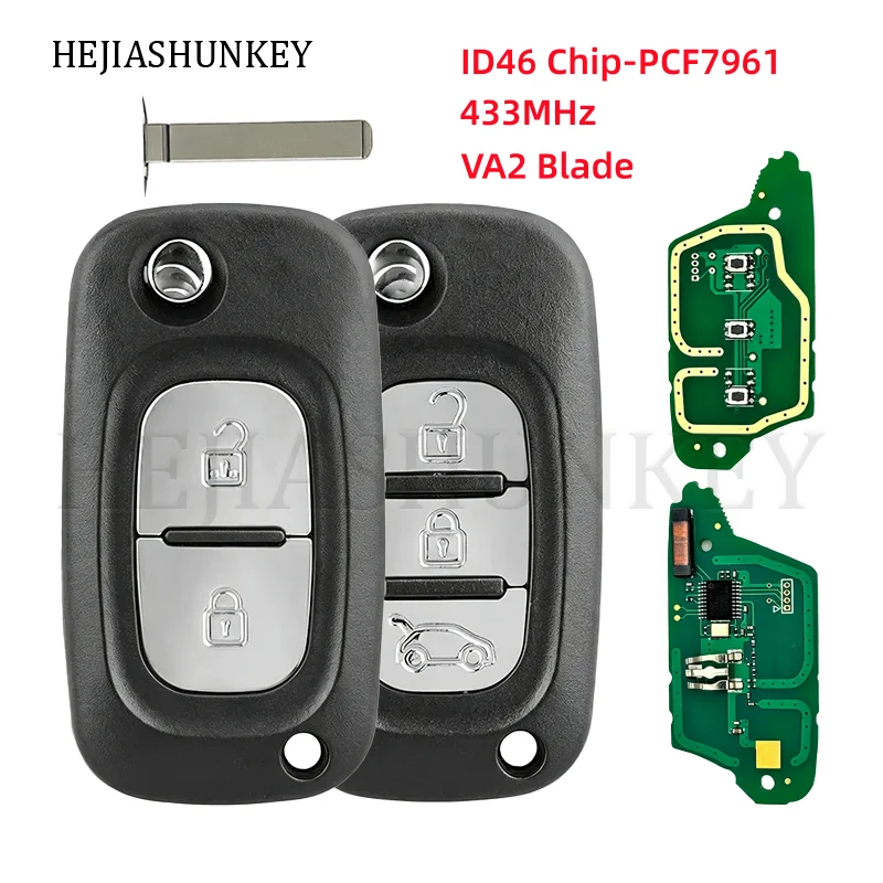 Flip Car Remote Key 7701210033 ID46 PCF7961 433MHz FSK VA2 For Renault Clio3 Master Twingo Kangoo Modus Megane Fluence Mercedes