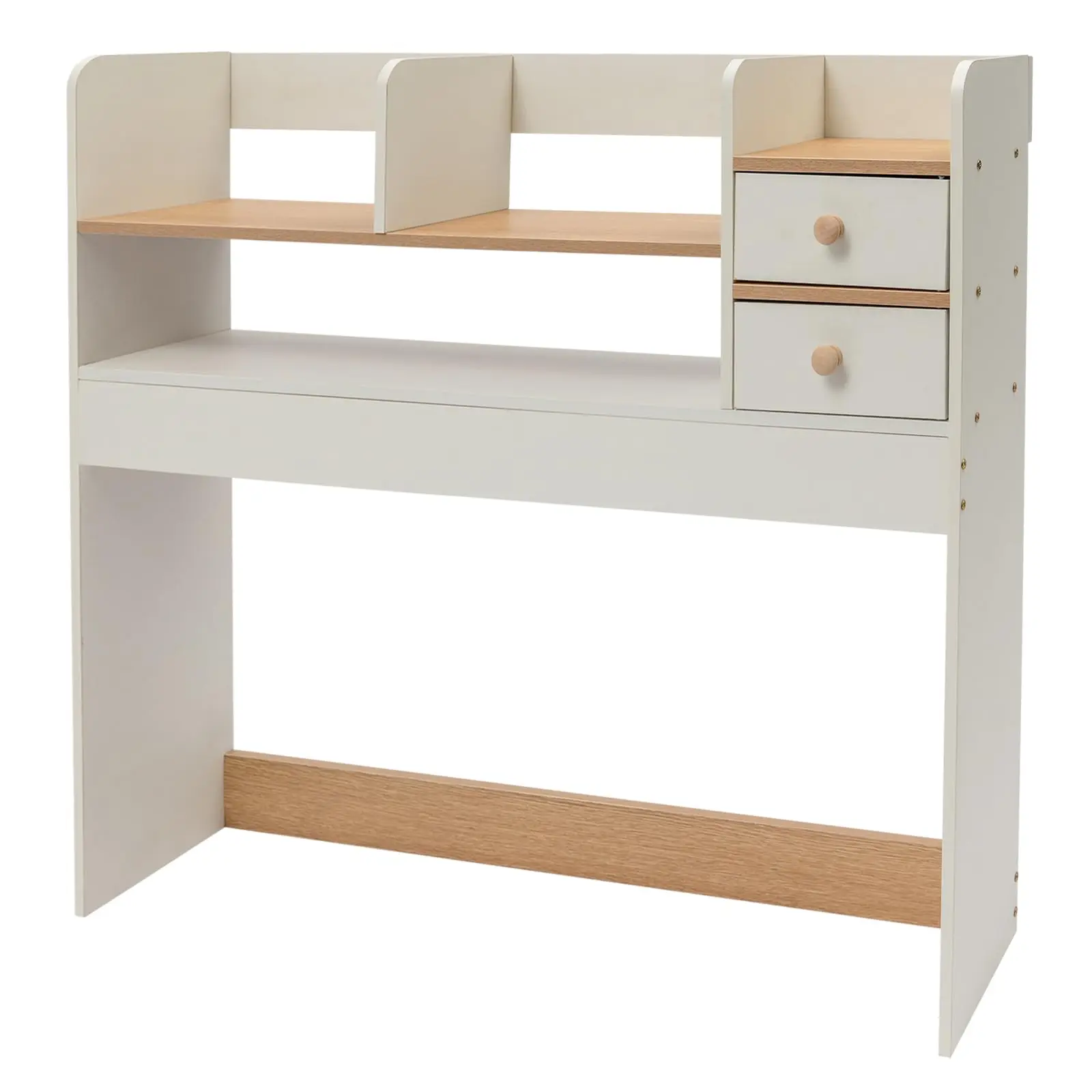

Desktop Shelf, Desk Hutch with 5 Shelves for Computer Desk, 3 Tier Desk Organizer Display Rack with 2 Drawers, Desktop Bookshelf