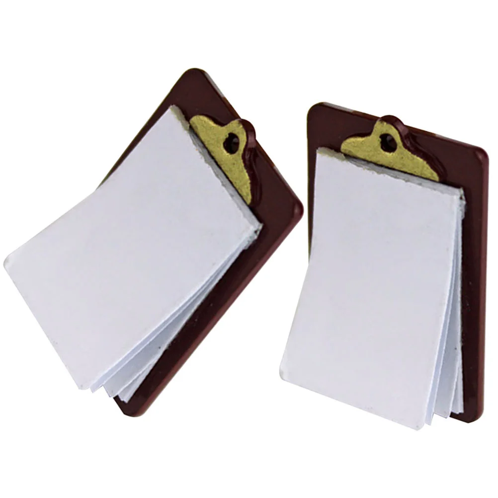 

2 Pcs Mini Tablet Toy House Dolls Clipboard Decorative Prop Paste Writing Paper Accessory Supplies Simulation