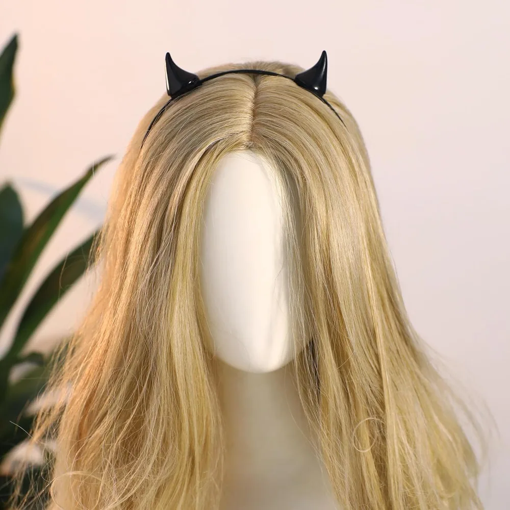 Black Devil Horns Headband Horn Hairband with Clips Dark Hairhoop for Renaissance Halloween Masquerade Witch Photo Shoot ﻿