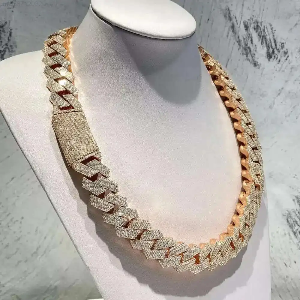 

Custom Rapper Heavy Hip Hop Jewelry Mens Vvs Diamonds 925 Sterling Silver Cuban Link Chain Iced Out Moissanite Chains