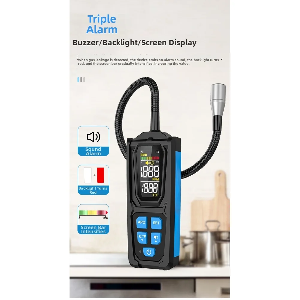 HD02 HVAC Leak Detector with Digital Display Supports R22 R32 R134a Detection 10 Second Response Time ABS Enclosure