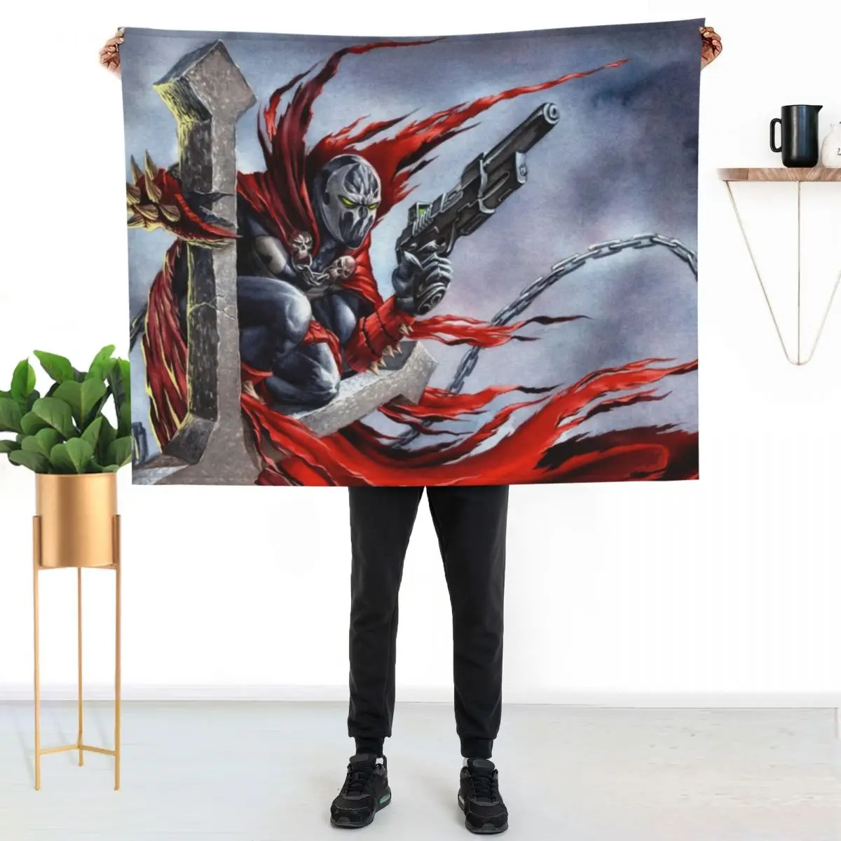 Spawn on the cross - Spawn Fan Art Throw Blanket Stuffeds wednesday for winter Kid'S Beautifuls Blankets