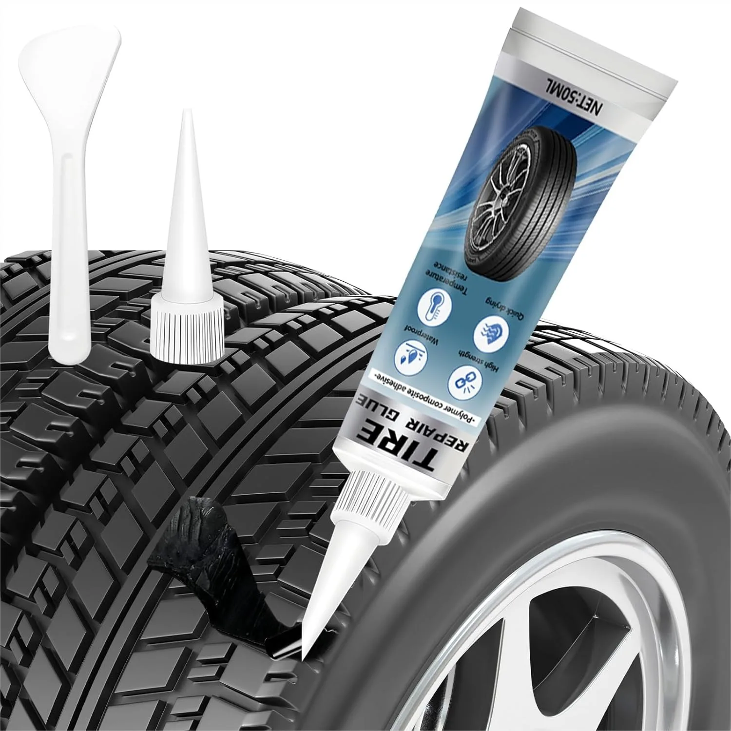 

Rubber Cement Glue for Tire Sidewall Repair, Strong Bonding for Car Motorcycle Truck