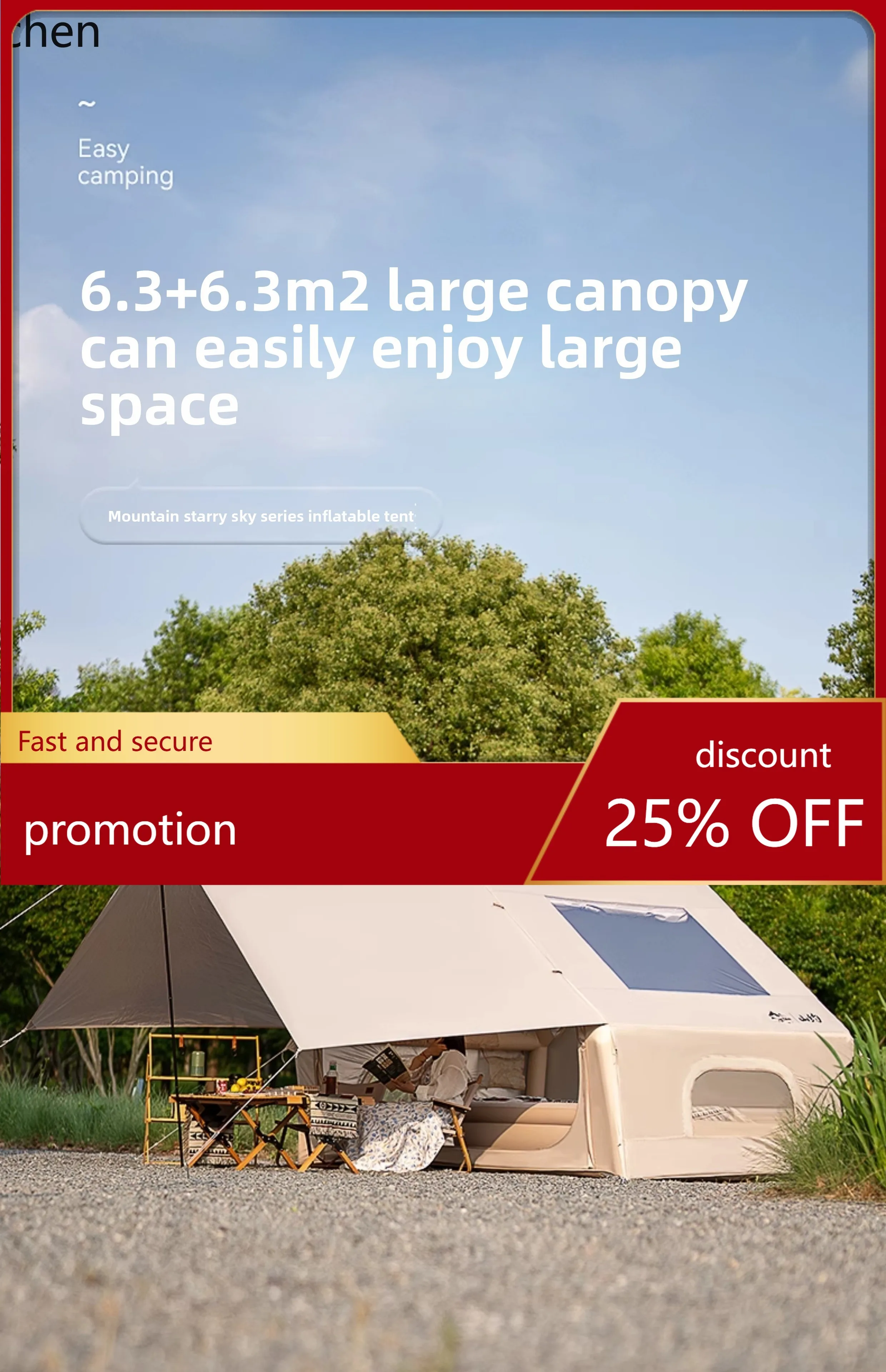 

CZ Automatic Inflatable Tent Outdoor Camping Overnight Canopy Two-in-One Camping Full Set Equipment