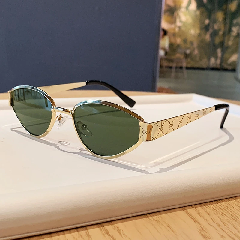 Katzenaugen-Sonnenbrille aus Metall, modische und UV-schützende, stilvolle und luxuriöse Sonnenbrille (INS-Stil).