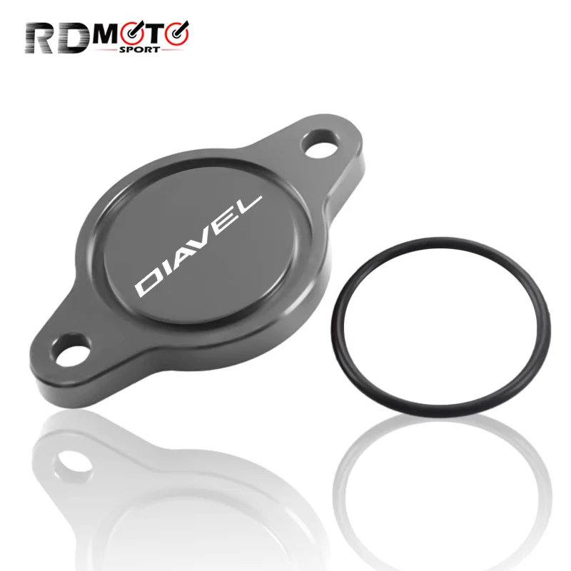 Tapa de cubierta de filtro de aceite de motor CNC para Ducati Diavel AMG, Cromo Strada de carbono, raya blanca, accesorios de motocicleta