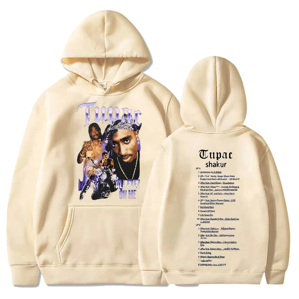 Rared-Sweats à capuche Tupac 2pac pour hommes et femmes, Streetwear Hip Hop, Pull imprimé Shakur, Sourire décontracté, Manches l