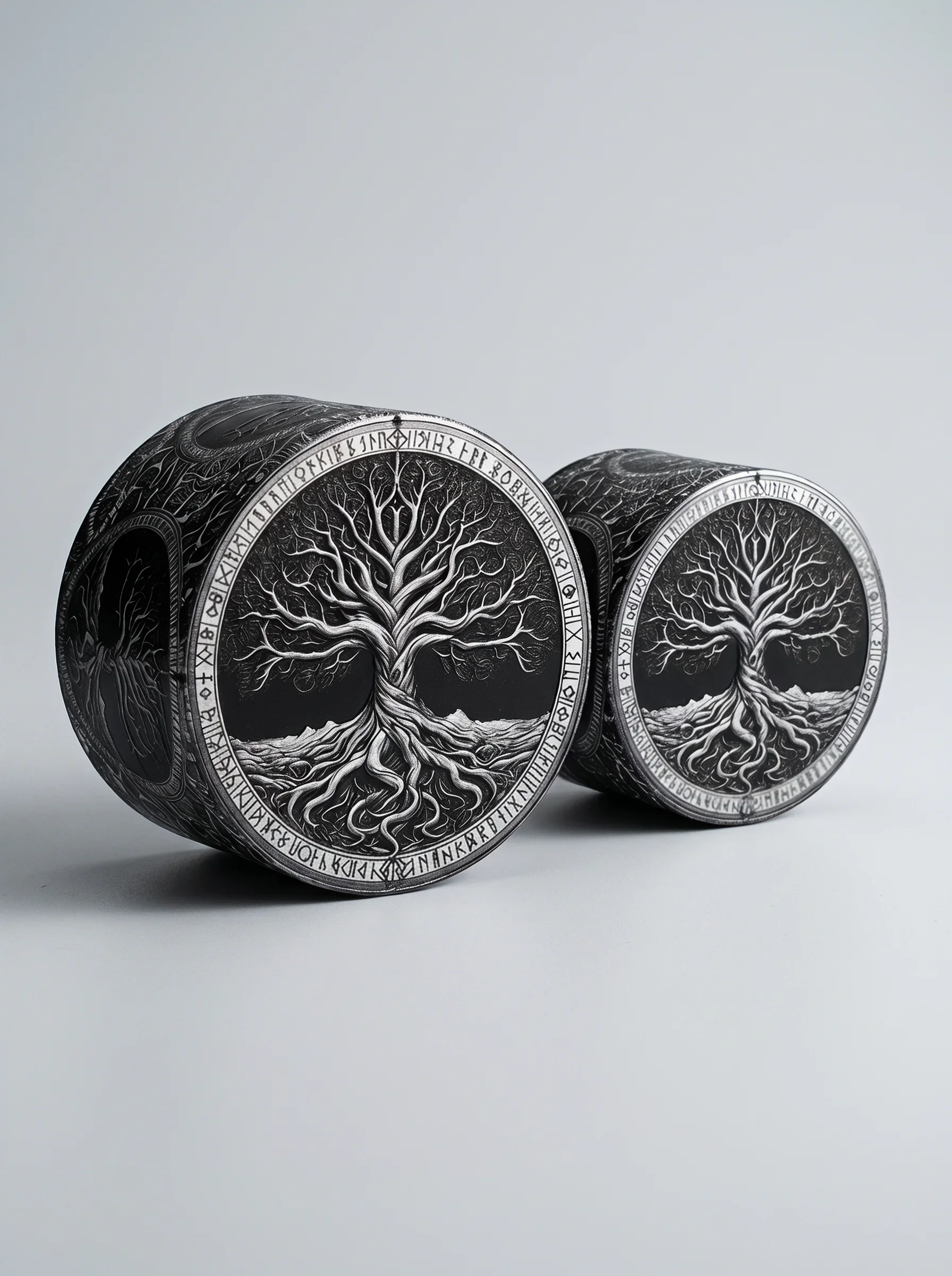50mm 63mm Tree Rune Grinder Metal 4-Layer Spice Grinder Manual Mill Mesh Screen Magnetic Lid Portable Desktop Kitchen Accessory