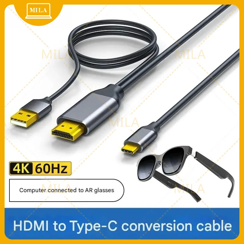 HDMI Cable For Xreal Air2 Pro Rokid Air Max Rayneo Air2 Smart Glasses Suitable PS5 Switch SteamDeck H To C
