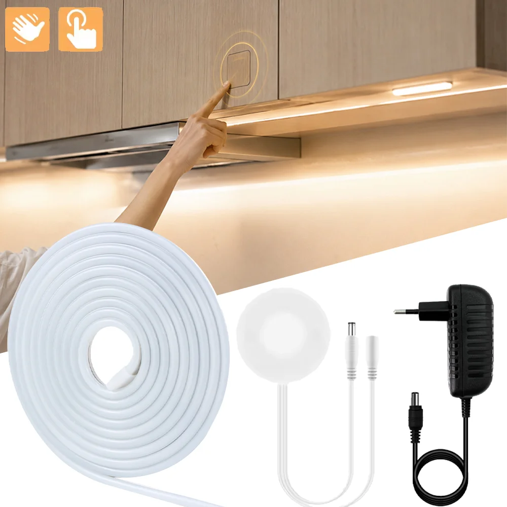 DC12V LED Strip Neon Lamp Hand Scan Sensor Touch Dimmer Switch Waterproof Light Tape Bedroom Kitchen Cabinet Backlight Lighting