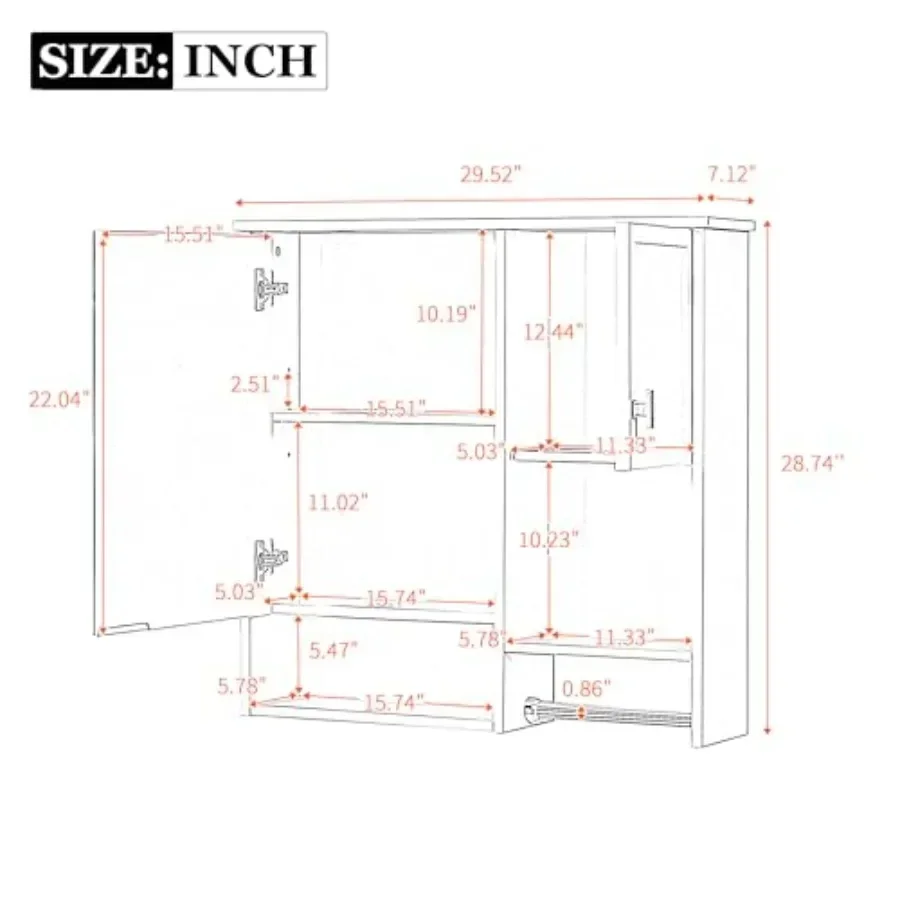 30 Modern Bathroom Medicine Cabinet with Mirror Towel Bar, Stainless Steel, Matte Black, Soft-Close Doors Integrated LED Lighti