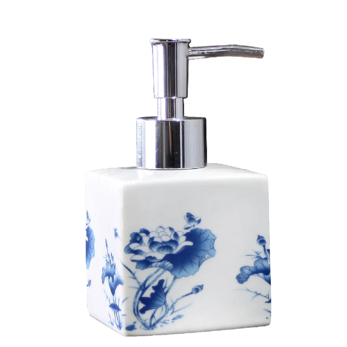 Creative Ceramic Hand Sanitizer Bottle, Chinese Traditional Hand Sanitizer Bath Bottle, Press Bottle, Blue and White